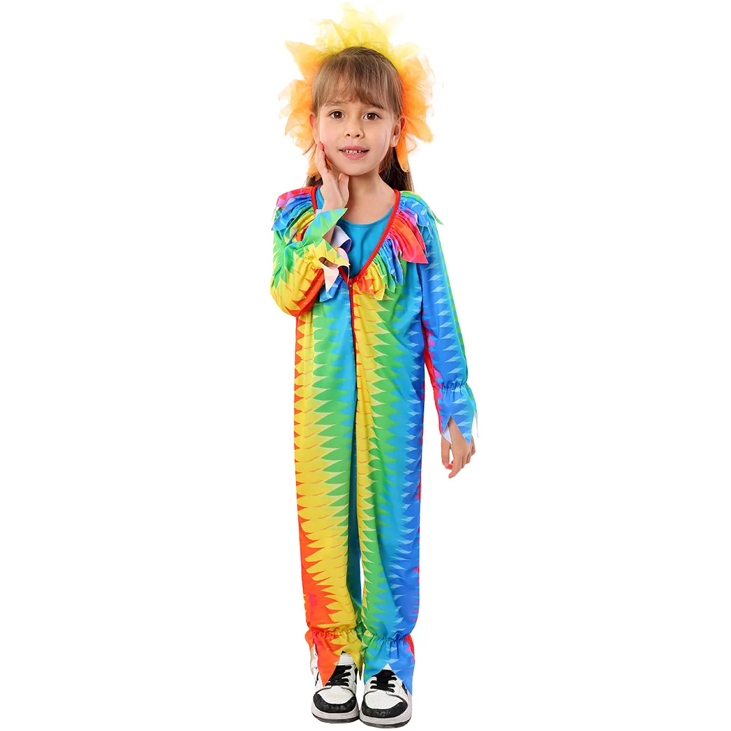 Children Funny Park Carnival Party Contrast Circus Clowns Dress Up Outfit Kids Halloween Cosplay Role-Playing Costumes