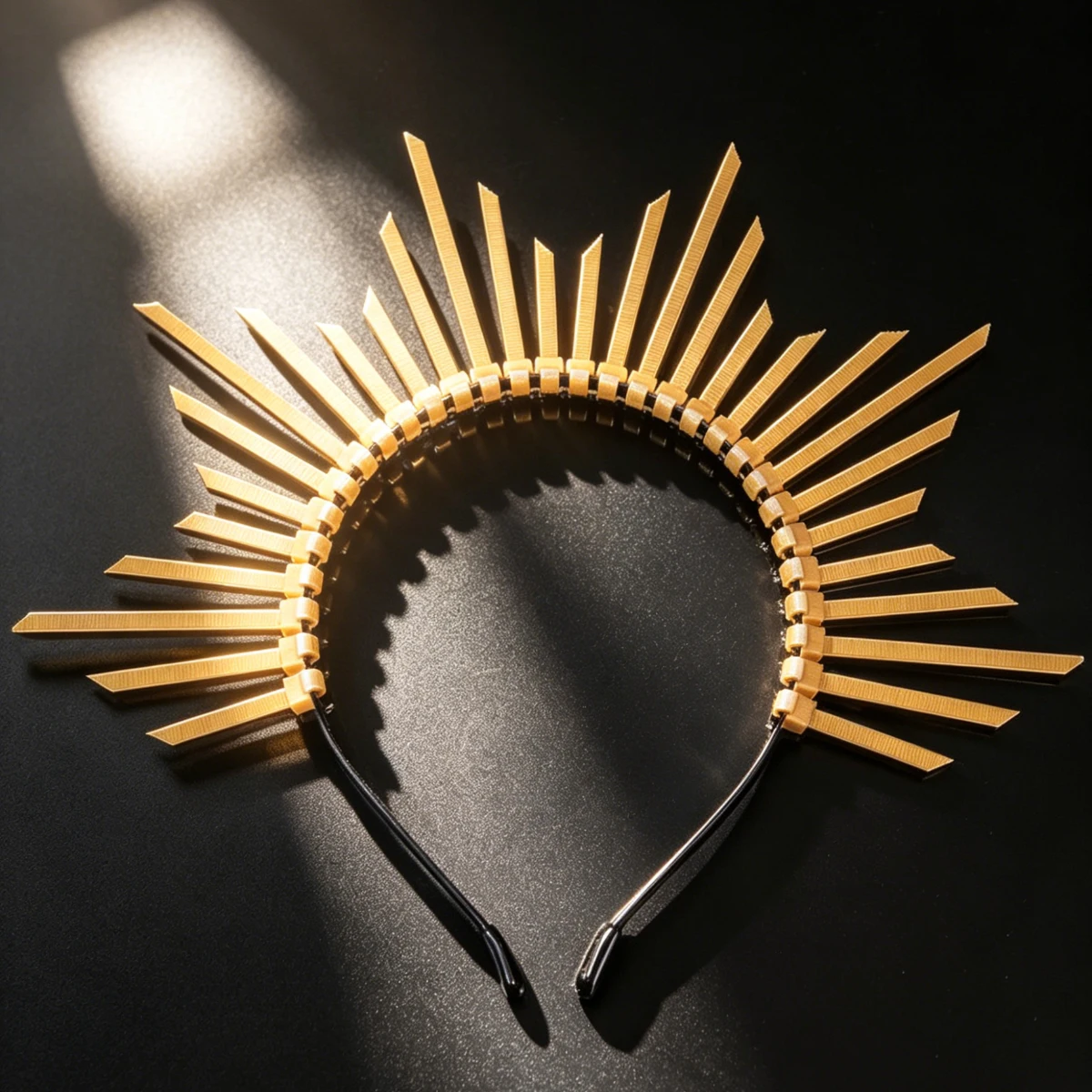 Golden Sunburst Halo Headband, Sun Goddess Crown Headpiece, Wedding Cosplay Party Photoshoot Hair Accessories