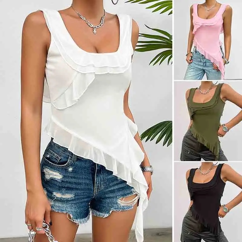 

Camisole Women's U-neck Tops White Casual Camis Ladies' Short Top Women Solid Blouse Vest Summer 2024 Blue Black Backless Tanks