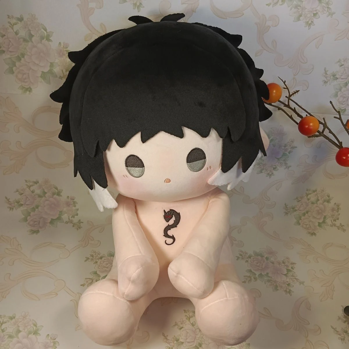 Anime Game Bungo Stray Dogs Ryunosuke Akutagawa Cosplay Cartoon 40cm Cotton Doll Furry Naked Baby Sitting Position Gift