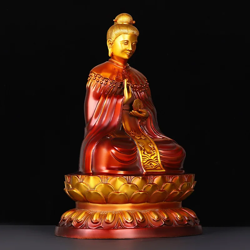 Wusheng Decoration Painted Sitting Lotus Wuji Mother Old Grandmother Qishan Virgin Copper Statue Home Desktop