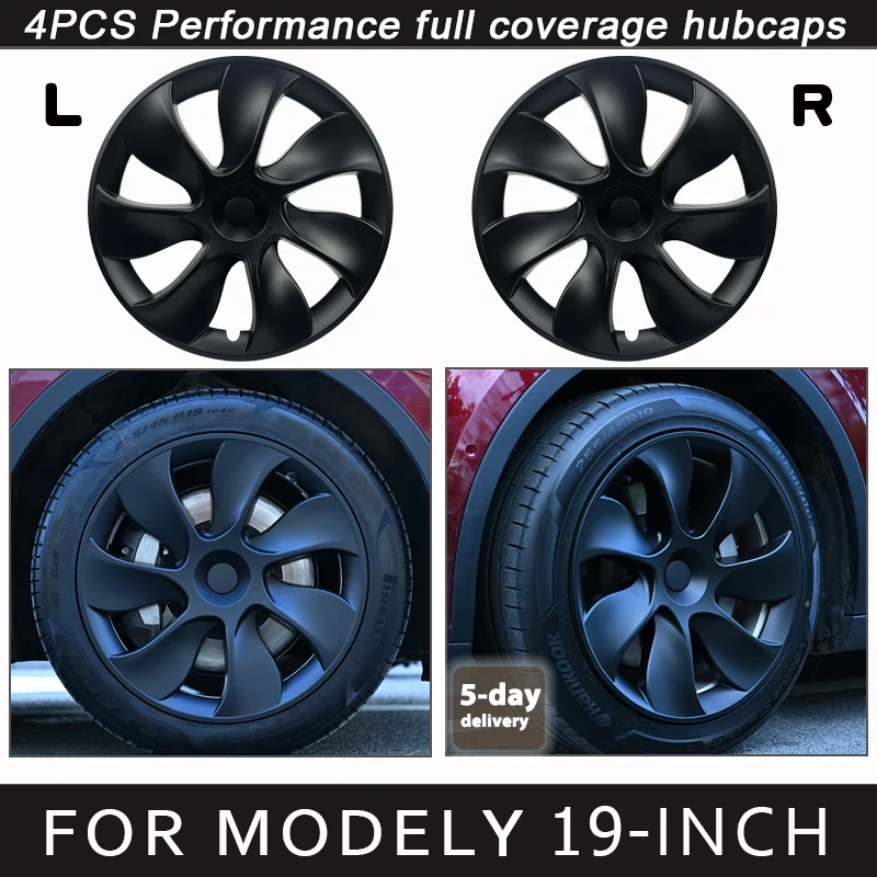 

4PCS Hub Cap Performance Replacement for Tesla Model Y 19-Inch Wheel Cap Automobile Hubcap Full Rim Cover Accessories 2018-2024