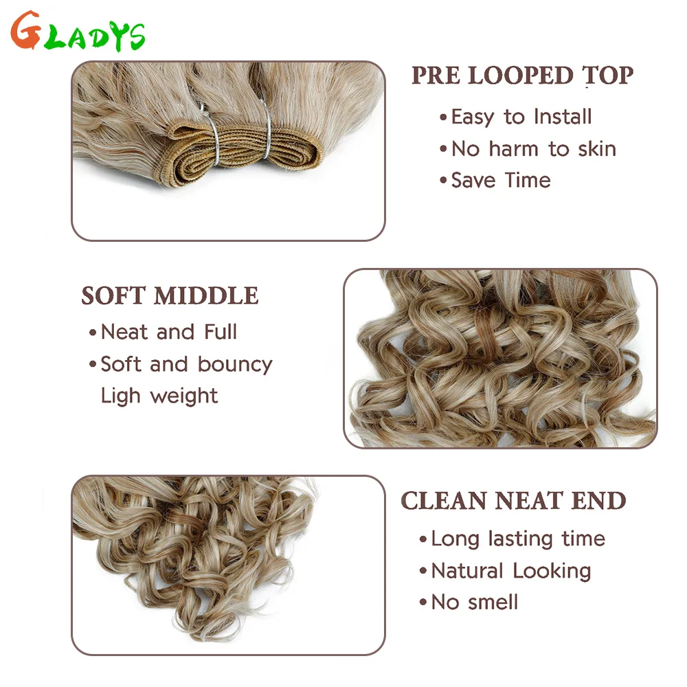 حزم أومبير اللون وصلات شعر صناعية للنساء حزم ملحقات موجة الجسم لجميع المواسم ألياف تتحمل درجات الحرارة العالية #4