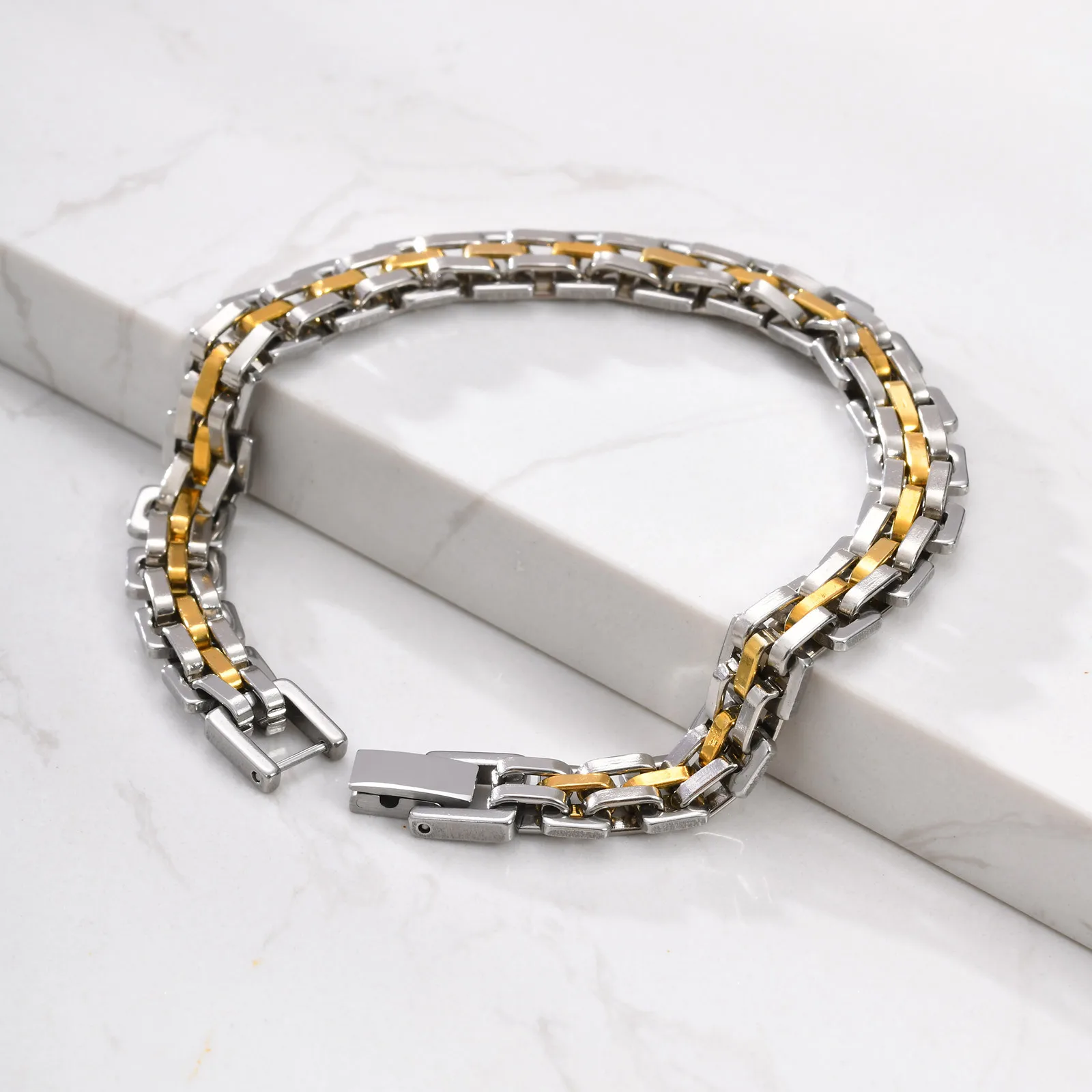 أساور سلسلة حزام أنيقة من Vnox للرجال، بعرض 8.7 ملم وطول 20.7 سم من الفولاذ المقاوم للصدأ، سوار معصم، هدايا مجوهرات عيد الأب