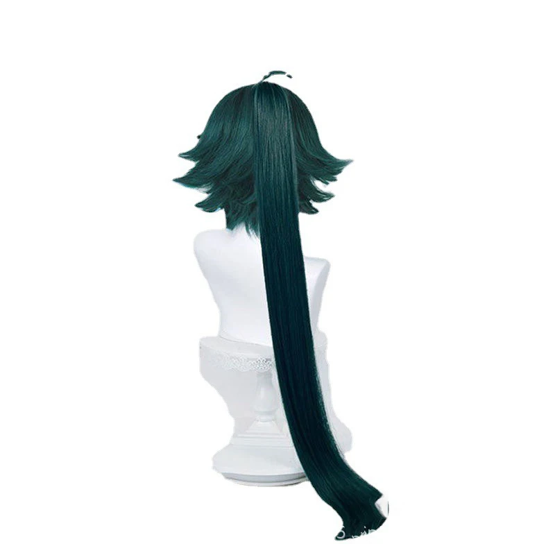 شعر الإنسان Genshin تأثير شعر مستعار تأثيري الجارديان ليلة شوكة الأخضر الداكن امرأة هيربيسي النمر الفم المشبك مقلد فروة الرأس الباروكات الكاملة