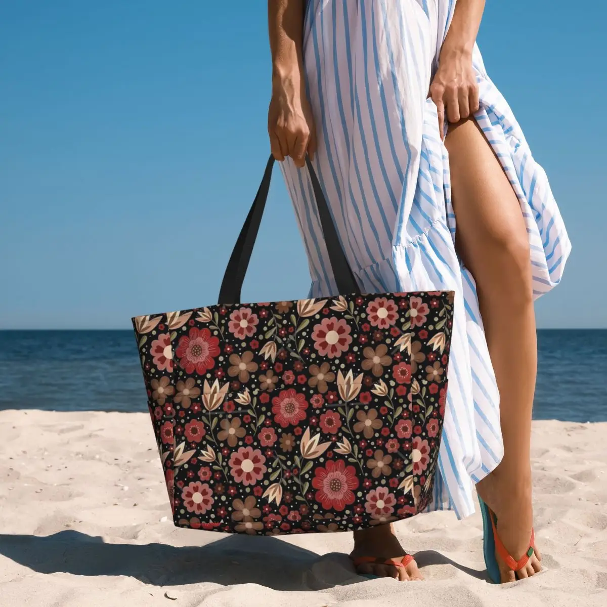 Sommer Blumenmuster Strand Reisetasche, Einkaufstasche Retro praktische Sport Geburtstags geschenk Multi-Style-Muster