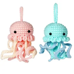 Jellyfish Crochet Kit para Iniciantes com Vídeo Tutorial, Fio De Tricô De Algodão, Agulhas De Rosca, Conjunto De Ferramentas De Malha De Gancho, Artesanato DIY