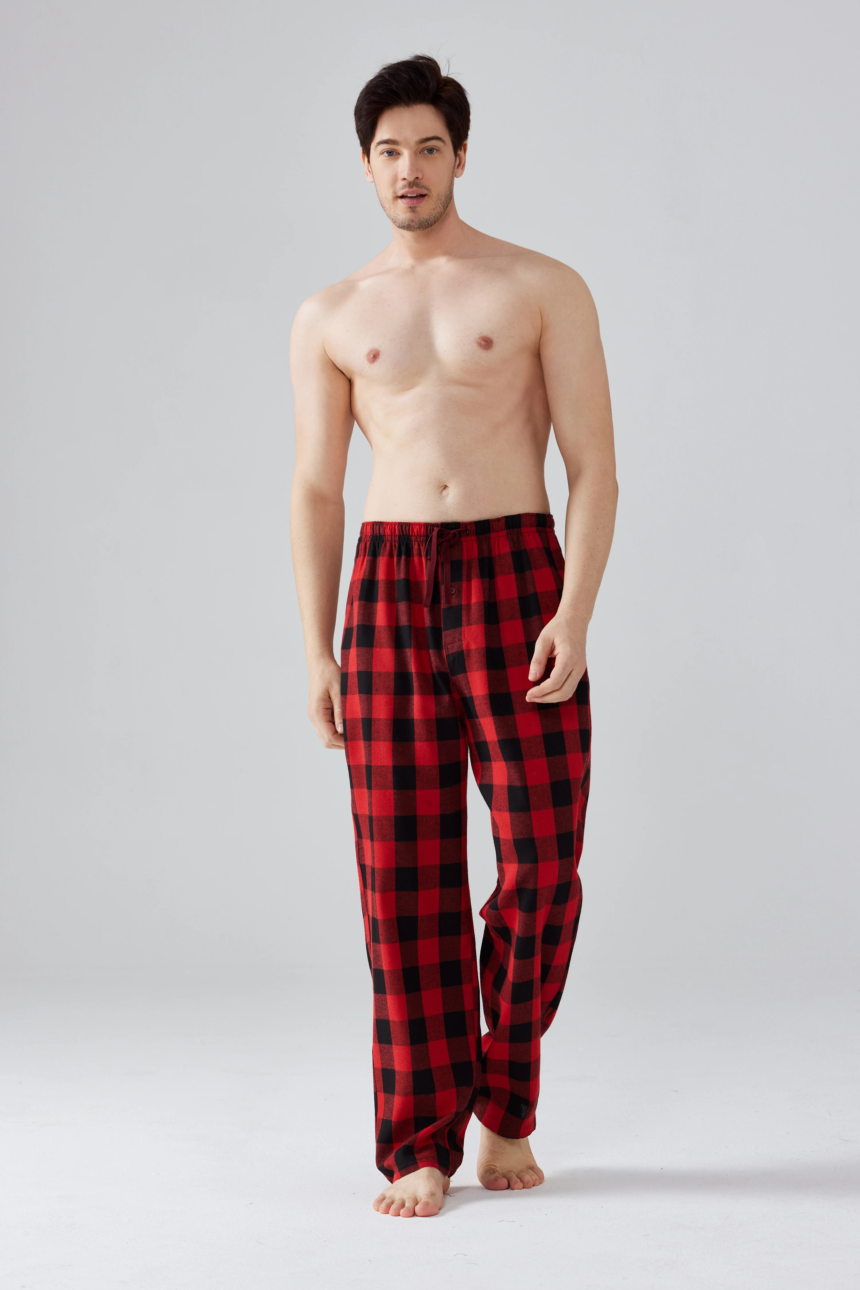 3pcs Men's Flannel Pajama Bottoms Casual Comfy with Pocket Trendy Plaid Loose Stretchy Elastic Waistband for Mens Home Pants