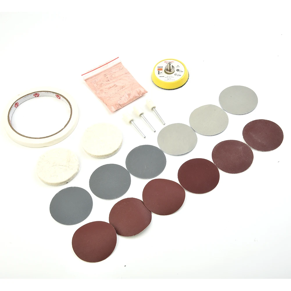 High Quality Useful Polishing Pad Tools Glass Grits Brand New Kit Masking Tape Powder Sanding Paper Sanding paper