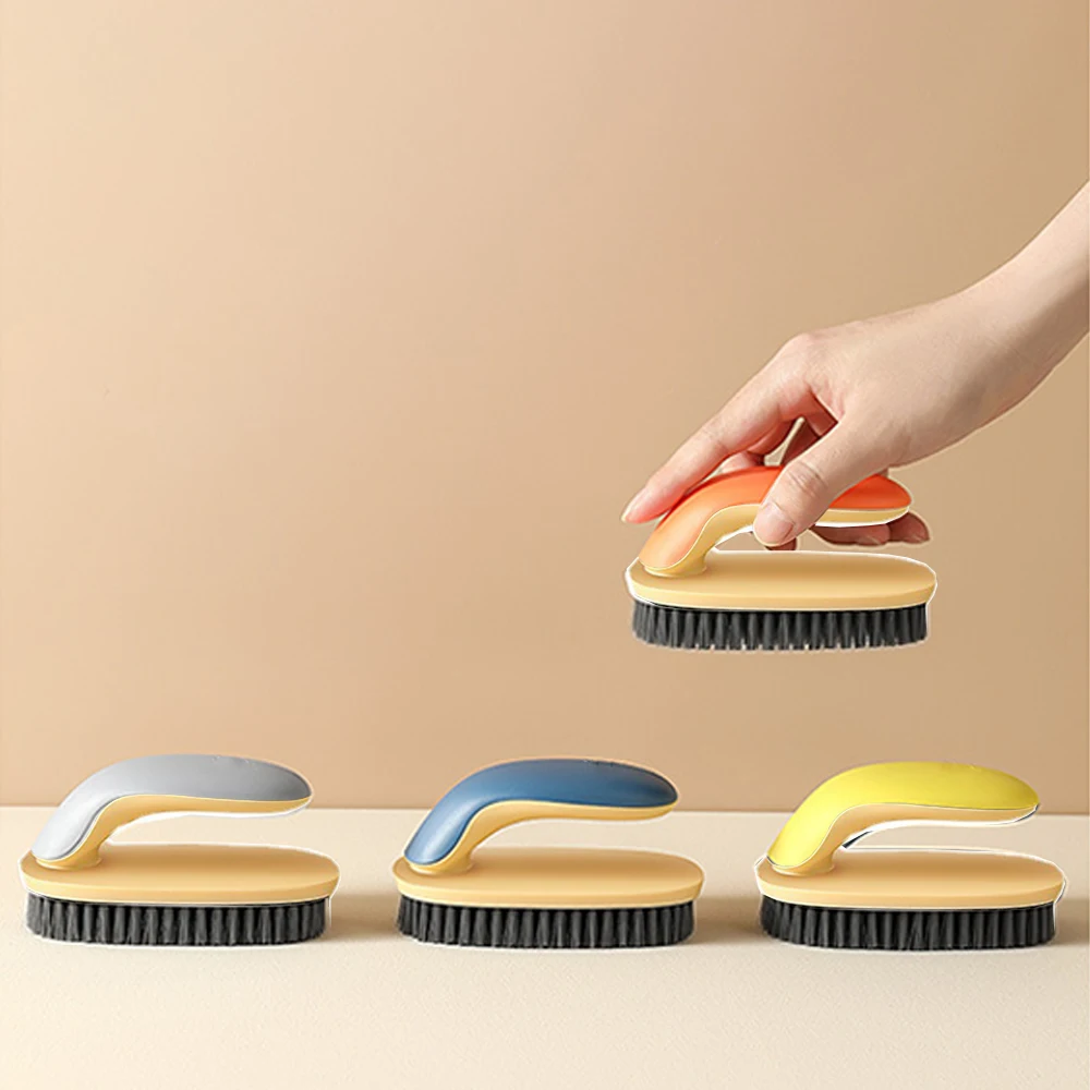 Brosse à chaussures multifonctionnelle à poils souples, pour chaussures, vêtements, salle de bain, outil de nettoyage anti-rayures avec poignée ergonomique en plastique
