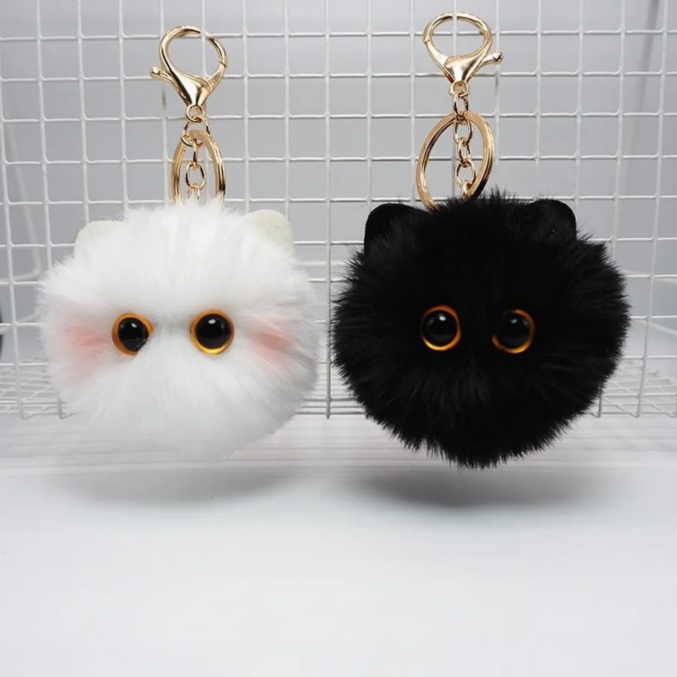 Blush chat & montagne fait à la main en peluche porte-clés Adorable poupée en peluche sac à dos pendentif mignon accessoire de fille pour sacs et clés