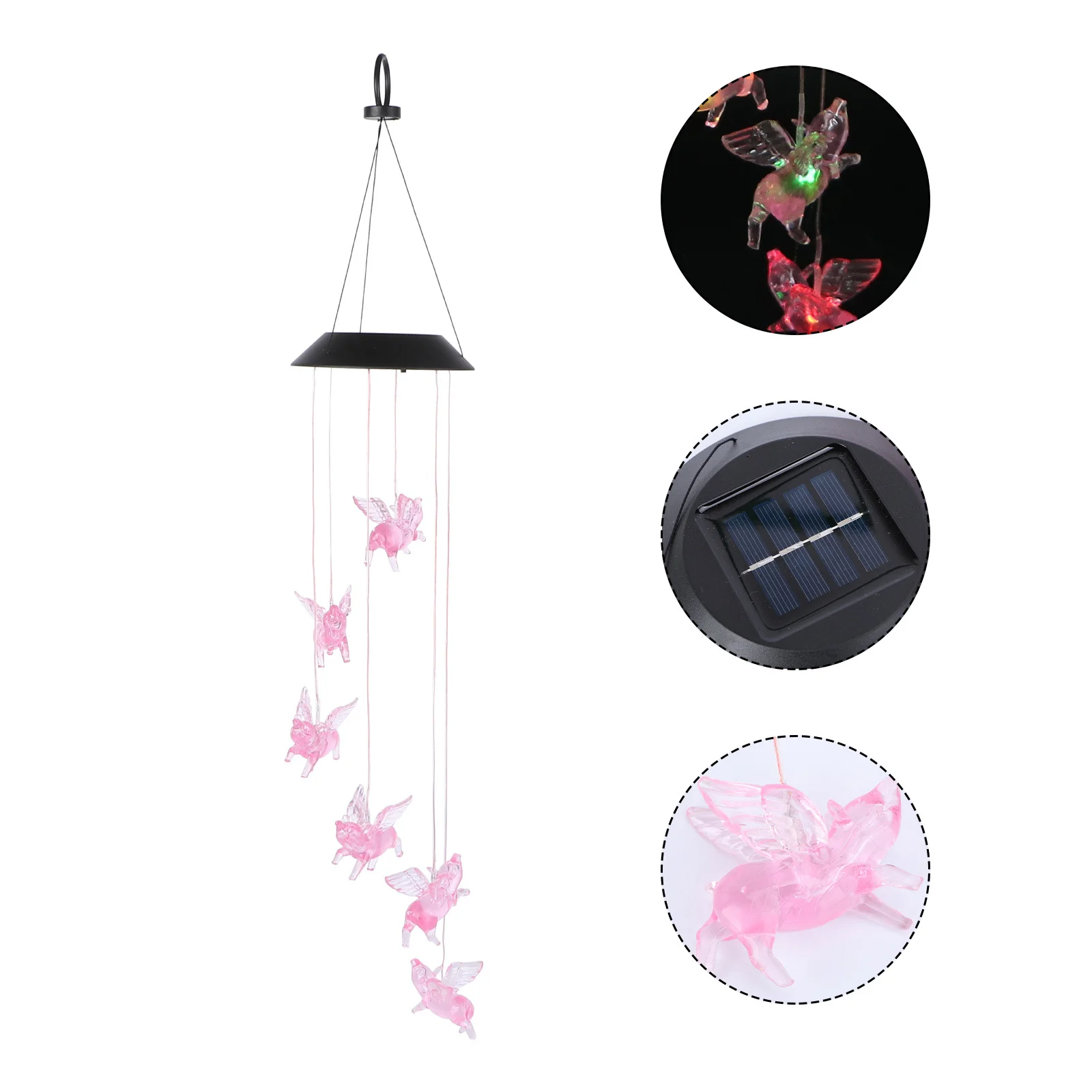 

Solar Wind Chime Light Fly Pigs Shape Colorful Changing Decorative Solar Powered LED Outdoor Garden Patio Balcony Hanging Lamp