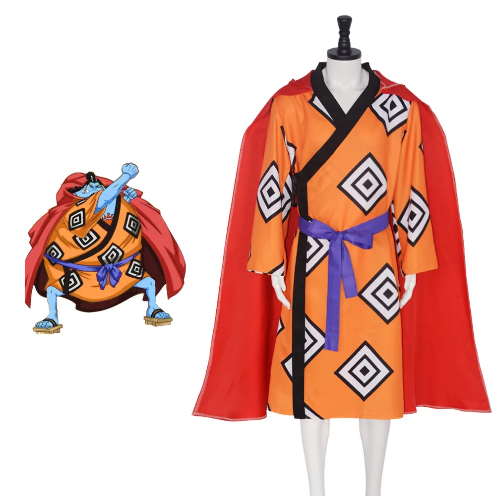 

Straw Hat Pirates Jinbe Cosplay Costume Wano Country Arc Outfit Jinbei Kimono Set with Cloak and Belt Halloween Carnival Costume