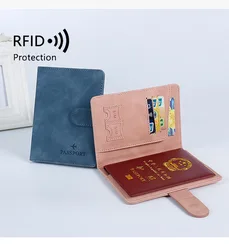 New RFID Passport Holder Convenient Multifunctional ID Card Holder Magnetic Buckle Storage Travel Wallet Passport Holder