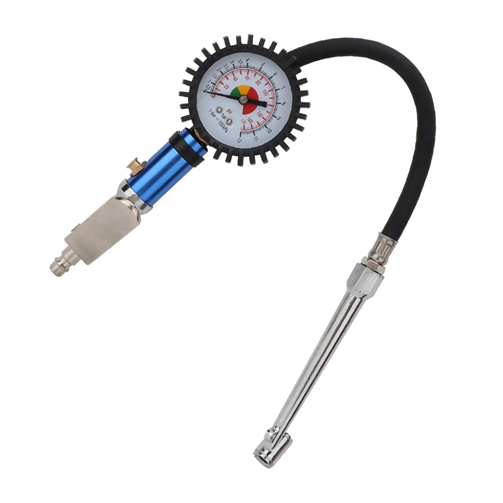 Inflatorpistole, Reifenfüller, Manometer, Pumppistole 12, selbstspannender Reifenfüller mit Luftdruckmesser und schnellem Luftanschluss – Detail 2