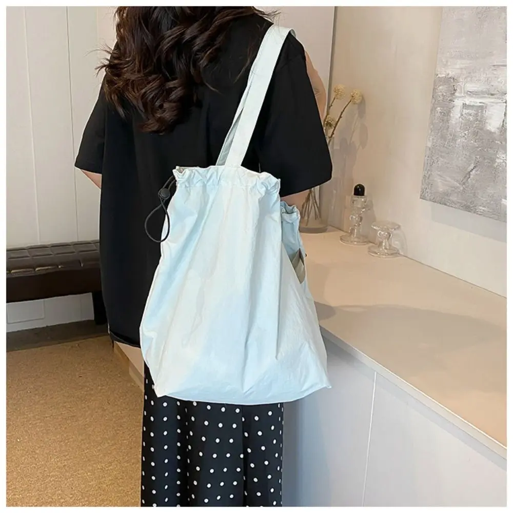 New Casual Drawstring Shoulder Bag Large Capacity Messenger Bag Tote Bag Nylon Crossbody Bag Women