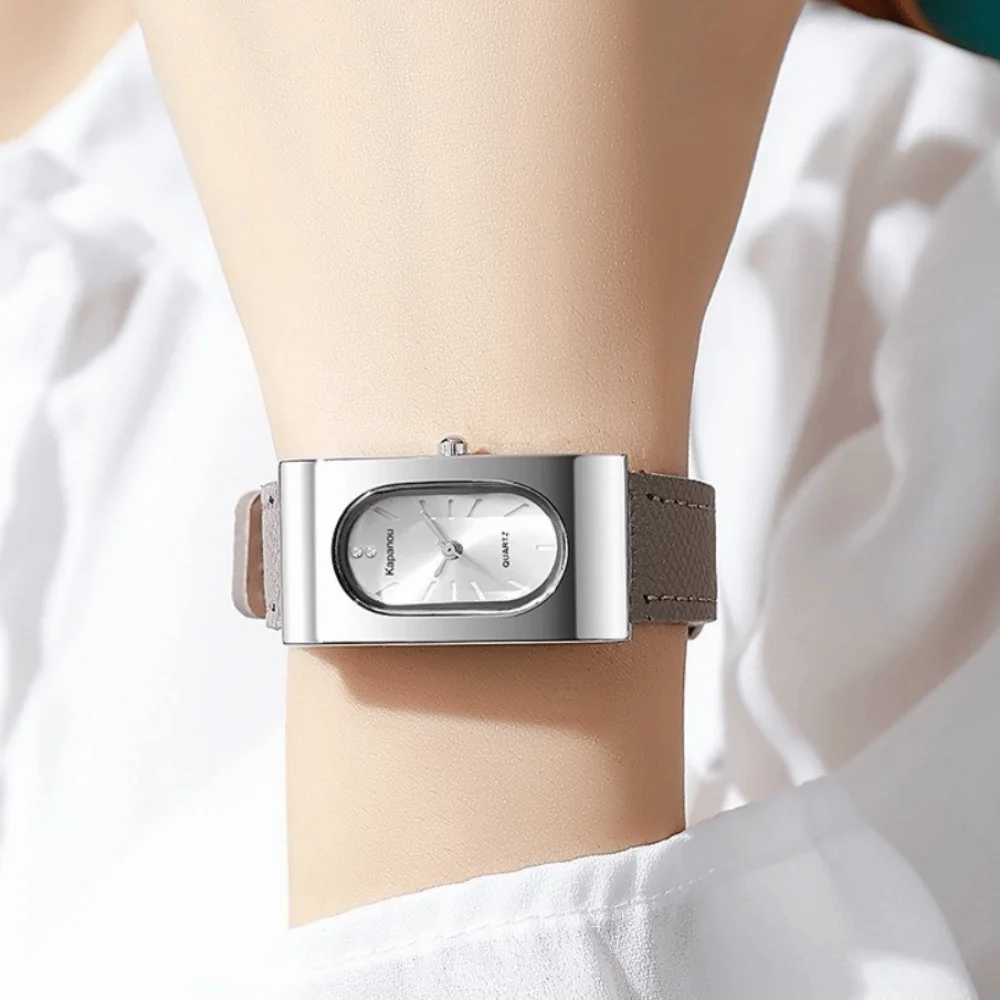 Light Luxury Rectangular Dial Ladies Watch Minimalist Elegant Leather Strap Watch Quartz Watch Gift