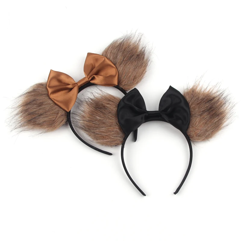 美女と野獣のマウスの耳のヘッドバンド、茶色のヘアアクセサリー、フェスティバルパーティーの帽子、男の子と女の子のギフト、新しいファッション、5インチ