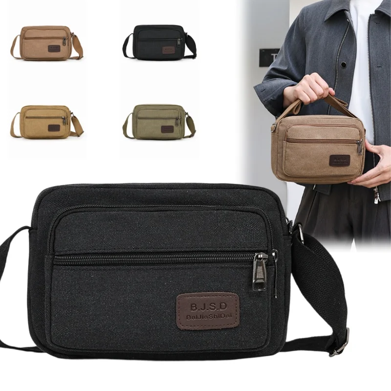 

High Quality Men Canvas Waist Bag Large Capacity Waterproof Outdoor Sports Travel Multi Pocket Phone Pouch Durable Hip Pack