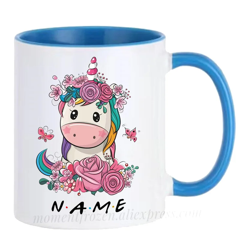 Personalized Name Unicorn Coffee Mugs Cups Ceramic Tea Teaware Tableware Coffeeware Drinkware Home Decal Students Friends Gifts