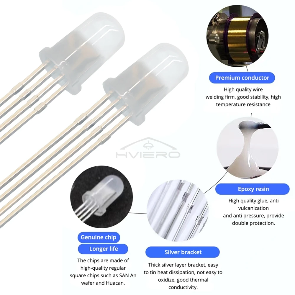 100/500/1000X RGB свет трехцветный общий катод DIY рекламный щит атмосферные лампы излучающие диоды светодиод 5 мм круглые 4-контактные рассеянные лампы