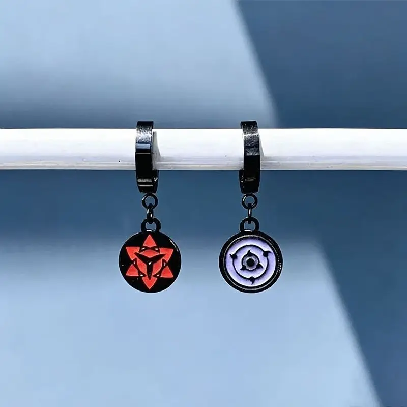 NARUTO Sharingan Rinnegan cartoon cute earrings personality 2D couple earrings dress up cos props anime peripherals wholesale
