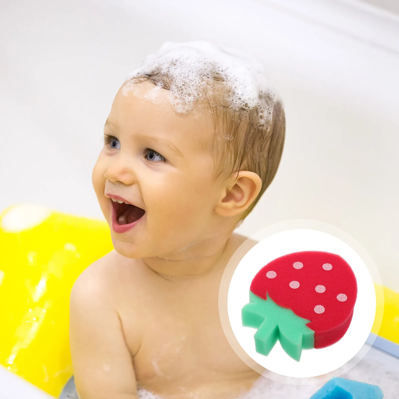 

Набор из 4-х клубничных губок-мочалок для ванны, милые губки в форме фруктов, мягкие отшелушивающие мочалки для душа для детей, инструмент для купания, очищающее средство