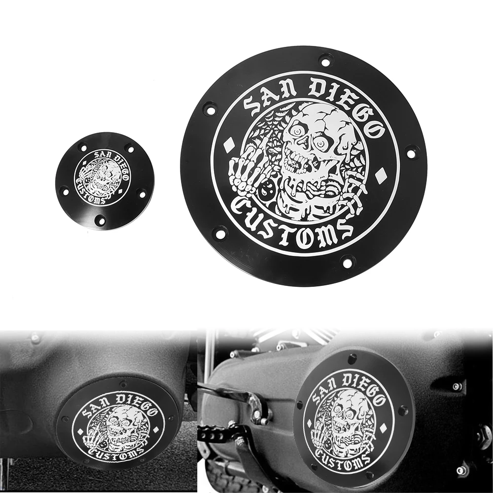 

Motorcycle Derby Timer Timing Black CNC Engine Cover Custom Skull Aluminum Twin Cam for Harley Touring Softail Dyna