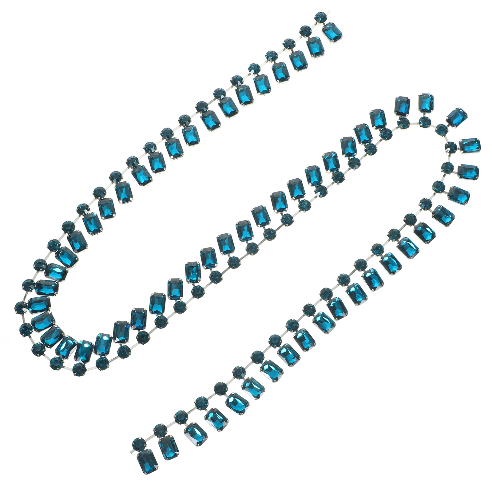 

Rectangle Tassel Glass Diamond Chain Decorative Applique Bridal Wedding Charm Sash Belt DIY Craft Garment Shoes
