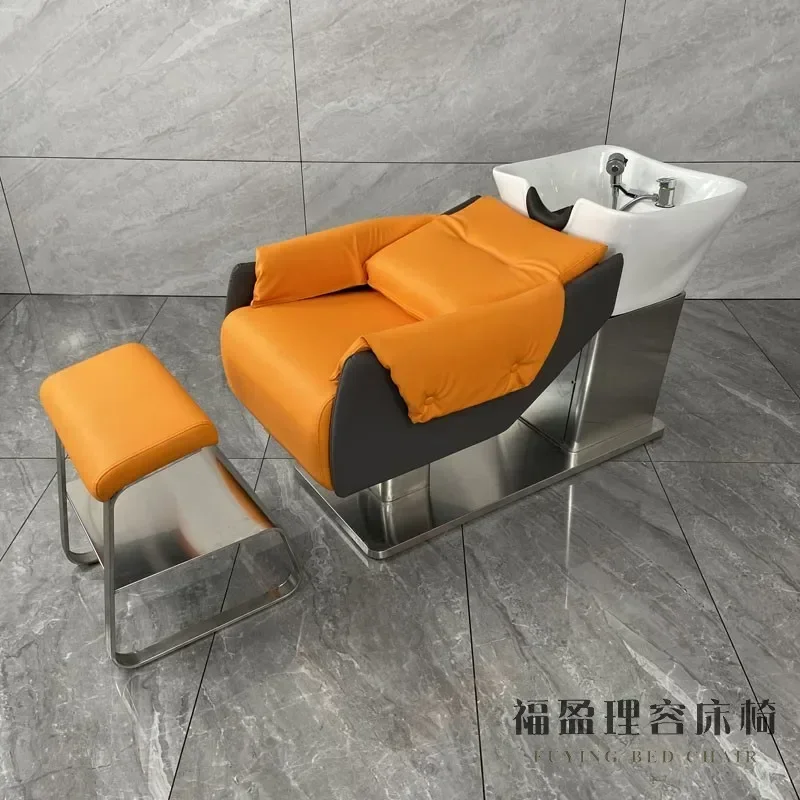 

New High-End Ceramic Basin Barber Shop Flushing Bed Shampoo Chair Lying Half