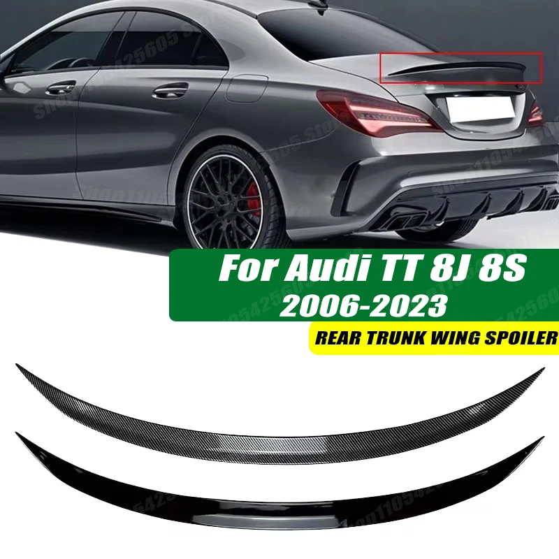 120cm 5D Carbon Look Rear Boot Trunk Spoiler Lip Stick-On Decorative Rear Wing For Audi TT 8J 8S 2006-2023