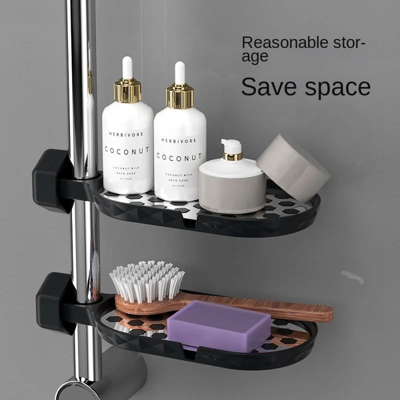 

Bathroom Rack Free PunchToiletrie Storage Rack Double Drain Storage Rack Kitchen Bathroom Organizer Finishing Shelf Soap Holder