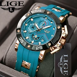 TOP LIGE 2025 luxury men's watches business silicone quartz mens watch waterproof luminous date Watches male relogios masculino