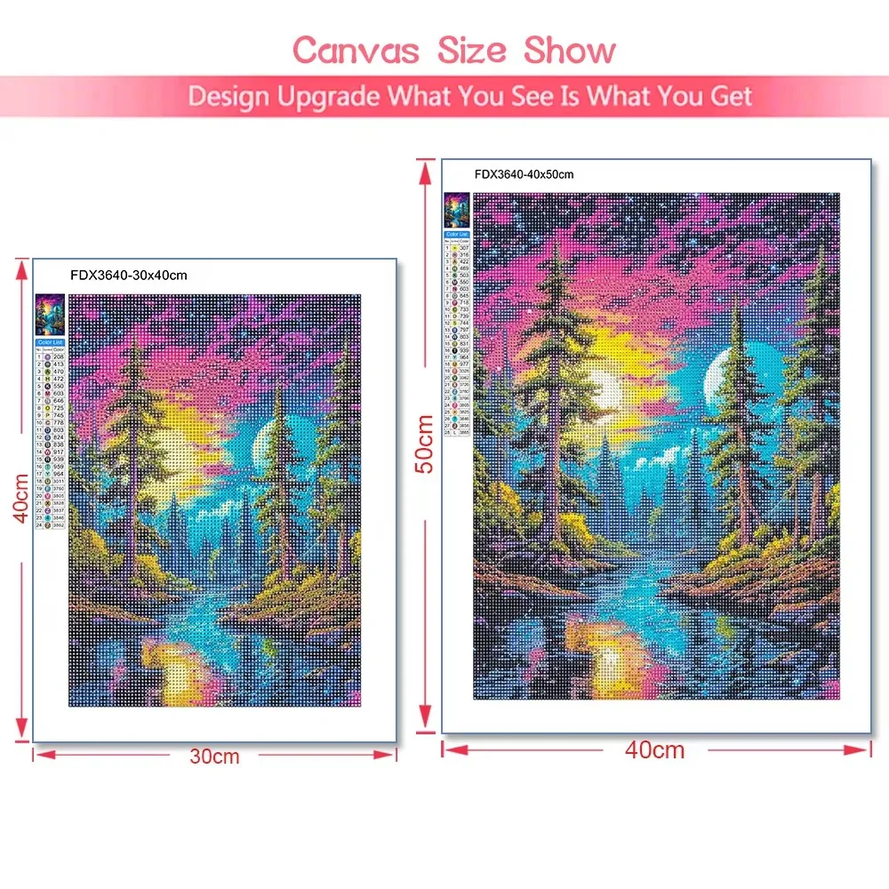 DIY Fantasy Mond Baum Diamant Malerei Landschaft voller Bohrer Strass Mosaik Stickerei handgemachte Home Decor Geschenk Neu eingetroffen – Detail 13