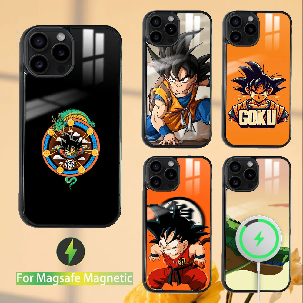 D-Dragon Ball Cool Goku Phone Case For iPhone 16 15 14 13 12 11 PRO MAX PLUS Mini Magnetic wireless mirror phone case