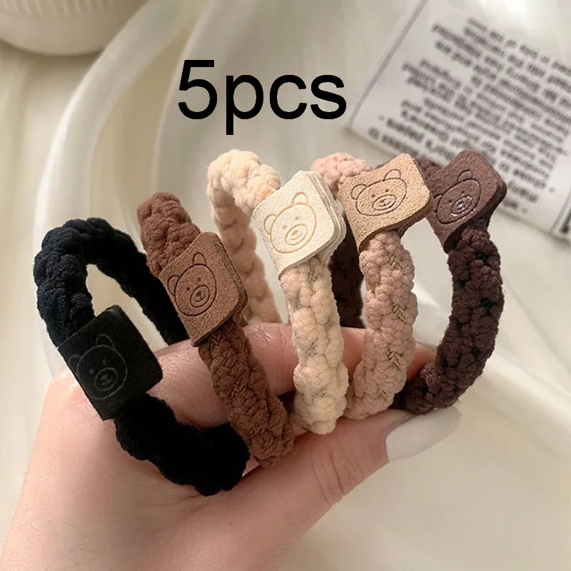 5pcs/Set Women High Elastyczne włosy gumki gumki grube włosy wioski lina dziewczyn elastiek fryzjer