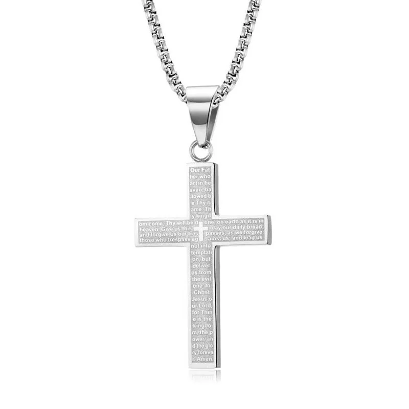 Modische Kreuzkette, goldfarben, Anhänger und Kette aus Edelstahl für Herren, Geschenk, christlicher Schmuck, Accessoires. – Detail 4