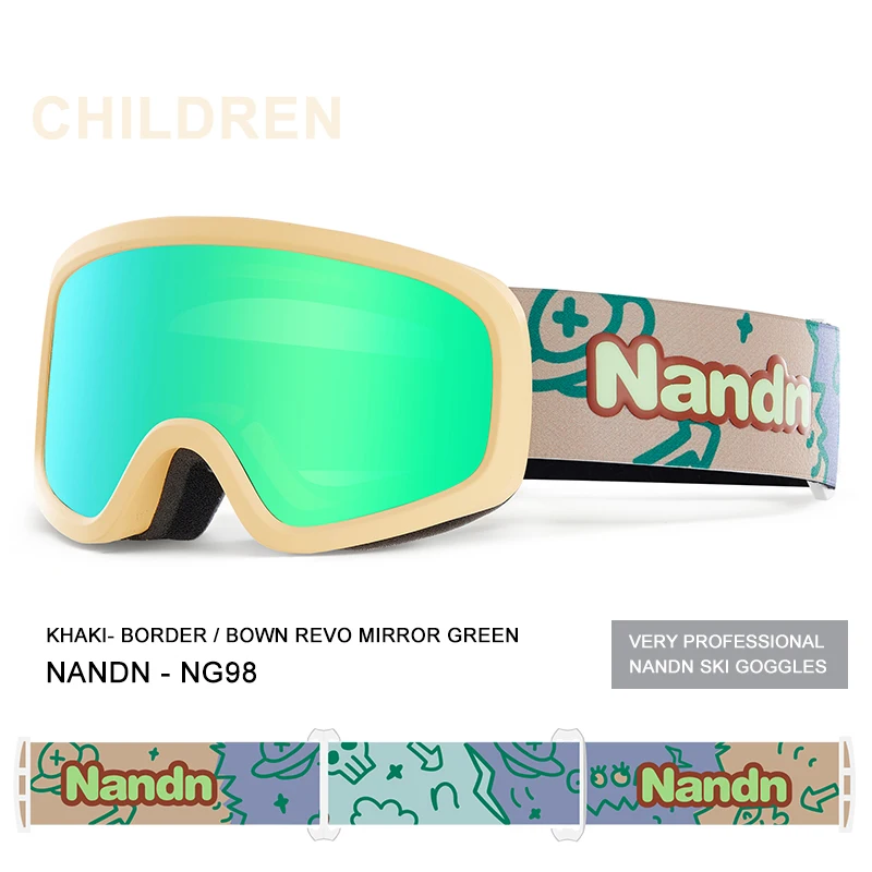 NANDN Children\'s Ski goggles Double layer anti Fog and Windproof Ski Goggles Snowboarding glass