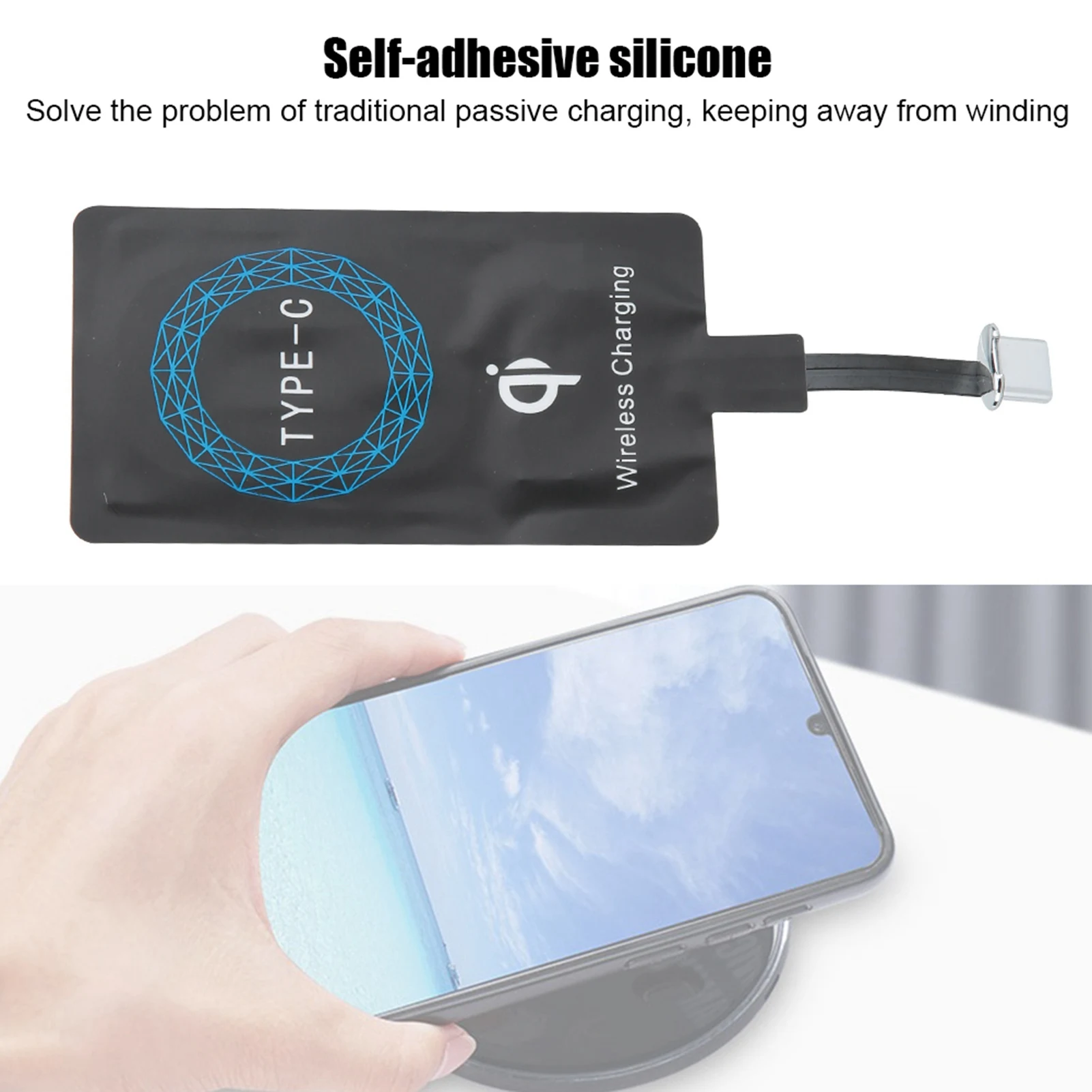 2PCS Type C Wireless Charger Adapter Portable Charging Receiver Qi Enabled Fast Charging for Type C Mobile Phone Car Travel Home - view 4
