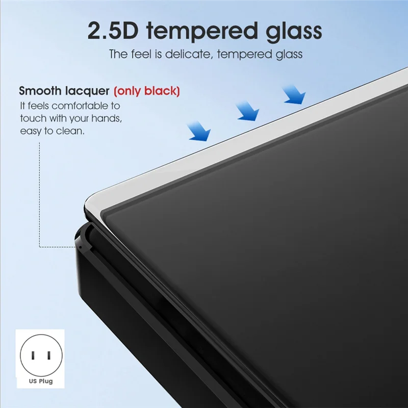 CABE-Smart Home Wifi Fan Light Switch Wall Remote Control With Tuya APP Voice Timing Touch Panel US-Plug Black