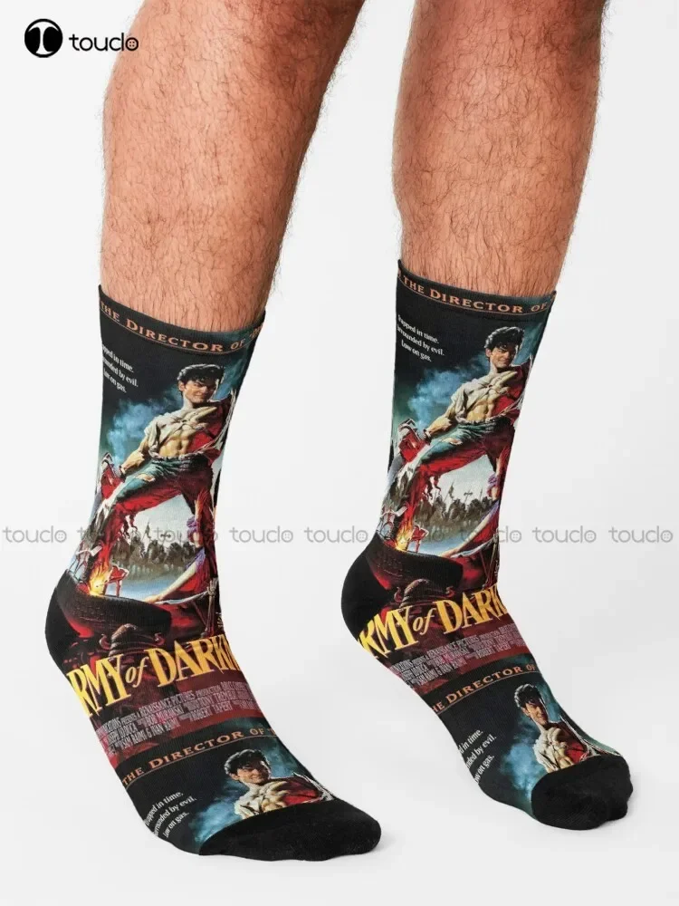 Army Of Darkness Movie Poster Socks Athletic Socks High Quality Cute Elegant Lovely Kawaii Cartoon Sweet Cotton Sock New Popular view 2
