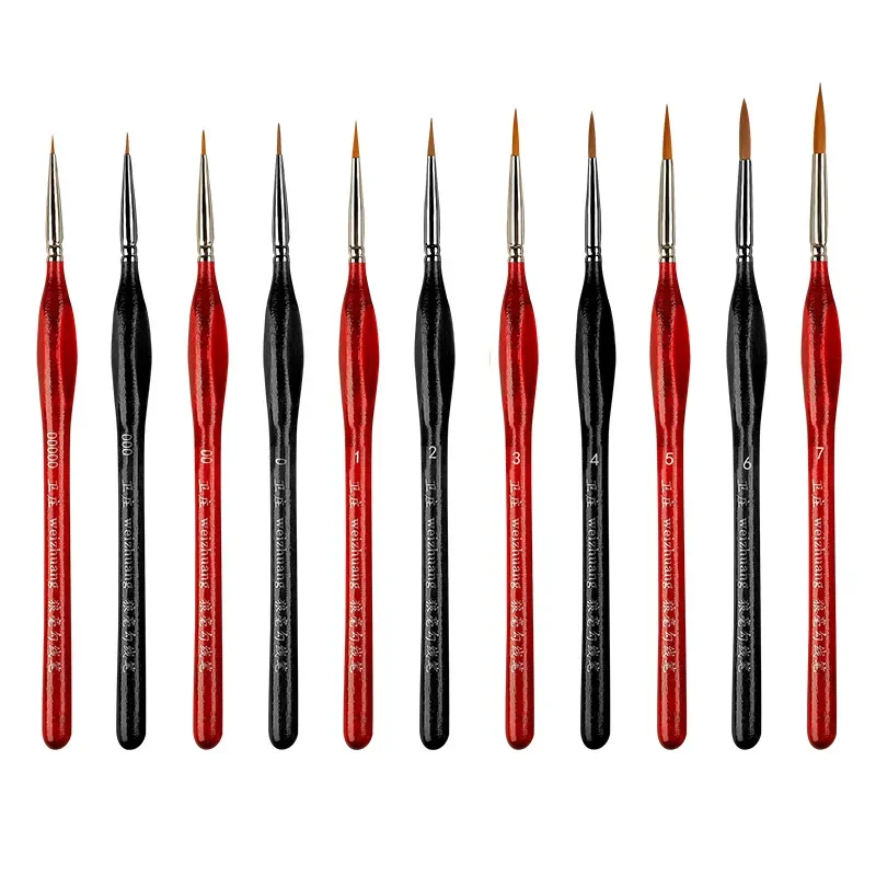 Numbers Brushes Set for Artistic Painting Supplies - Sketch Pen, Oil Painting Pens, Red/Black Wooden - Multipurpose Accessories