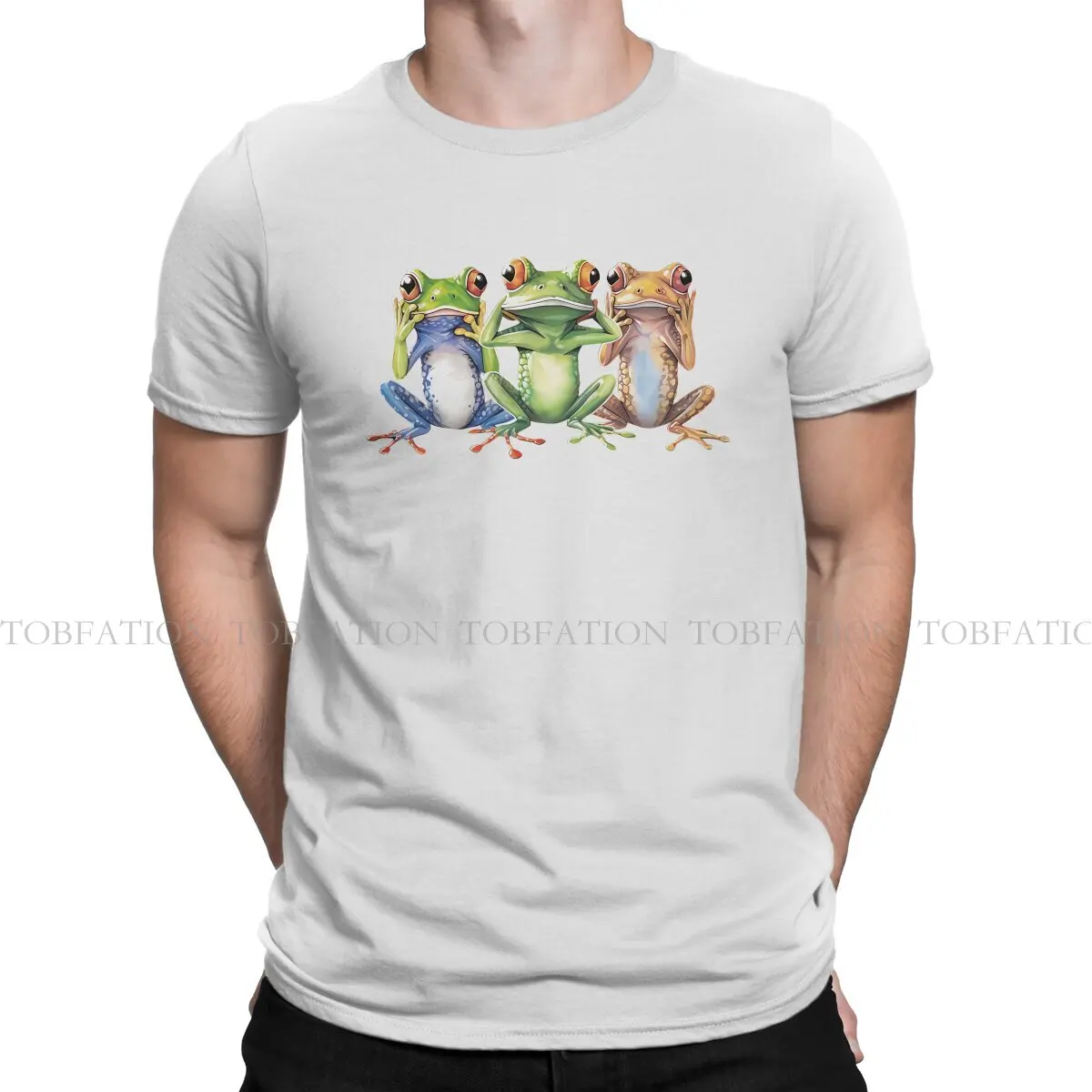 

Three Man's TShirt Frog Crewneck Short Sleeve 100% Cotton T Shirt Humor High Quality Gift Idea