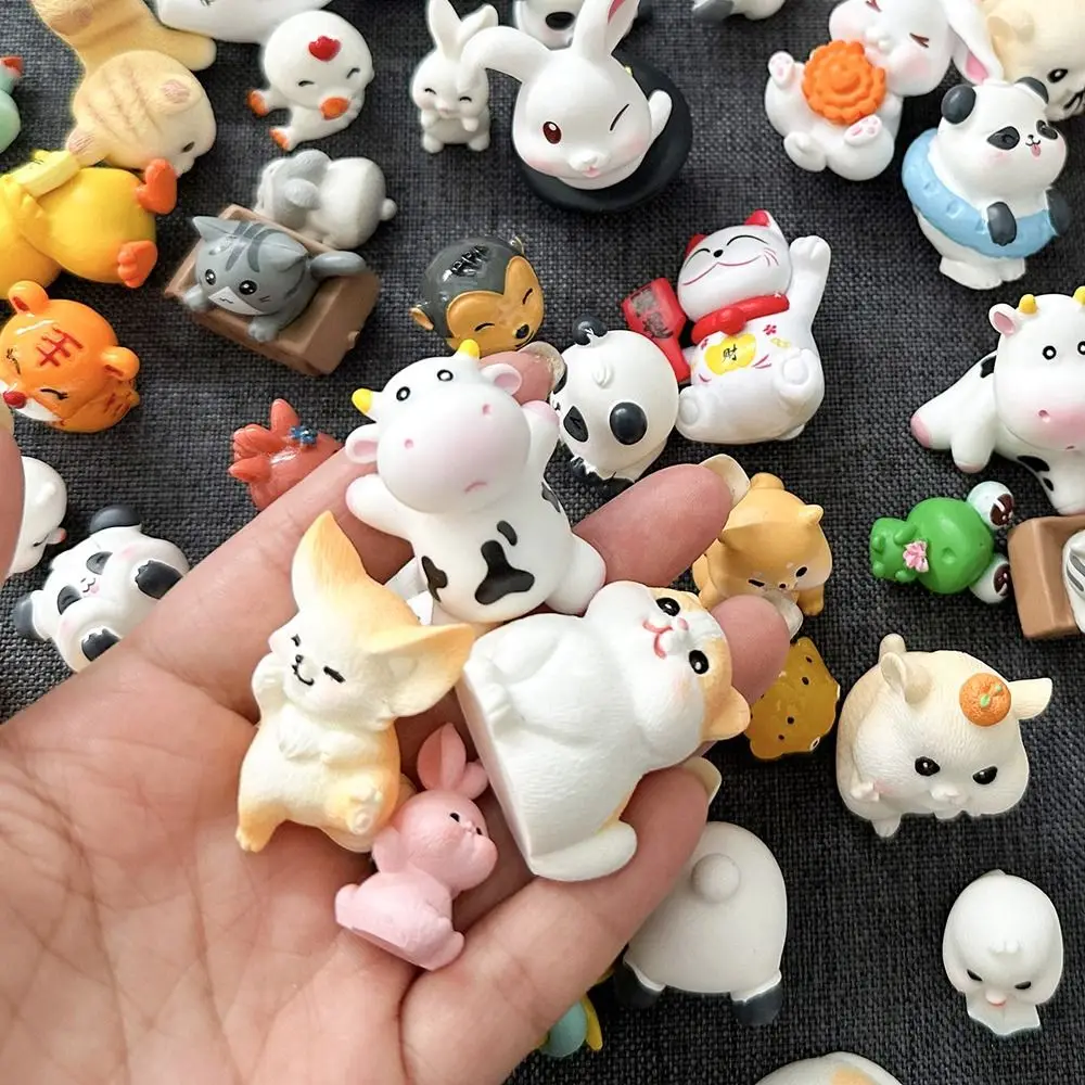 5Pcs Art Ornaments Surprise Bag Blind Bag Cartoon Mini Simulation Resin Crafts Animal Statue Ornaments Unisex