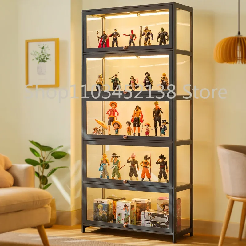 Hand-Made Display Cabinet Glass Transparent and Dustproof Showcase Toy Acrylic Storage Box Bookcase Shelf