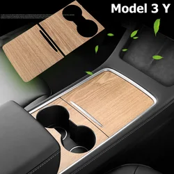 For Tesla Model 3 Y 2021 2022 Center Console Panel Sticker Wood Grain Film Carbon Central Control Cover Model 3 Highland 2024