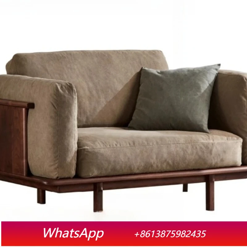 

LTT solid wood small apartment modern simple living room Nordic three-person leisure sofa chair