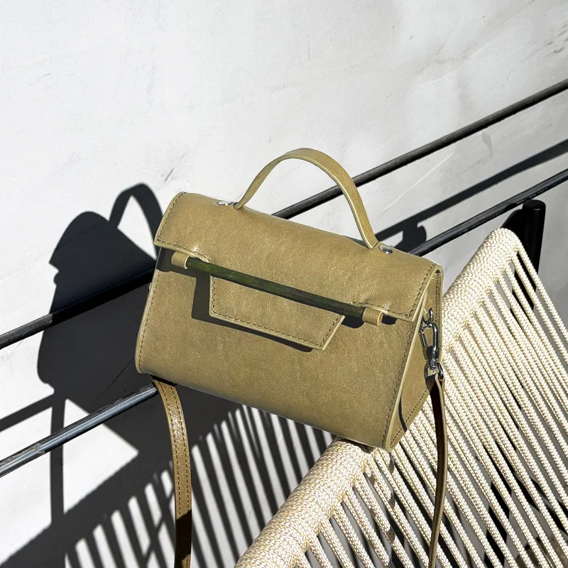 

Genuine leather small square bag 2025 new vintage top layer cowhide leather one-shoulder crossbody bag fashion ladies handbag