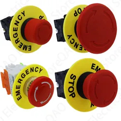 22mm red mushroom head emergency stop button switch XB2 LAY37 NO/NC alarm button switch