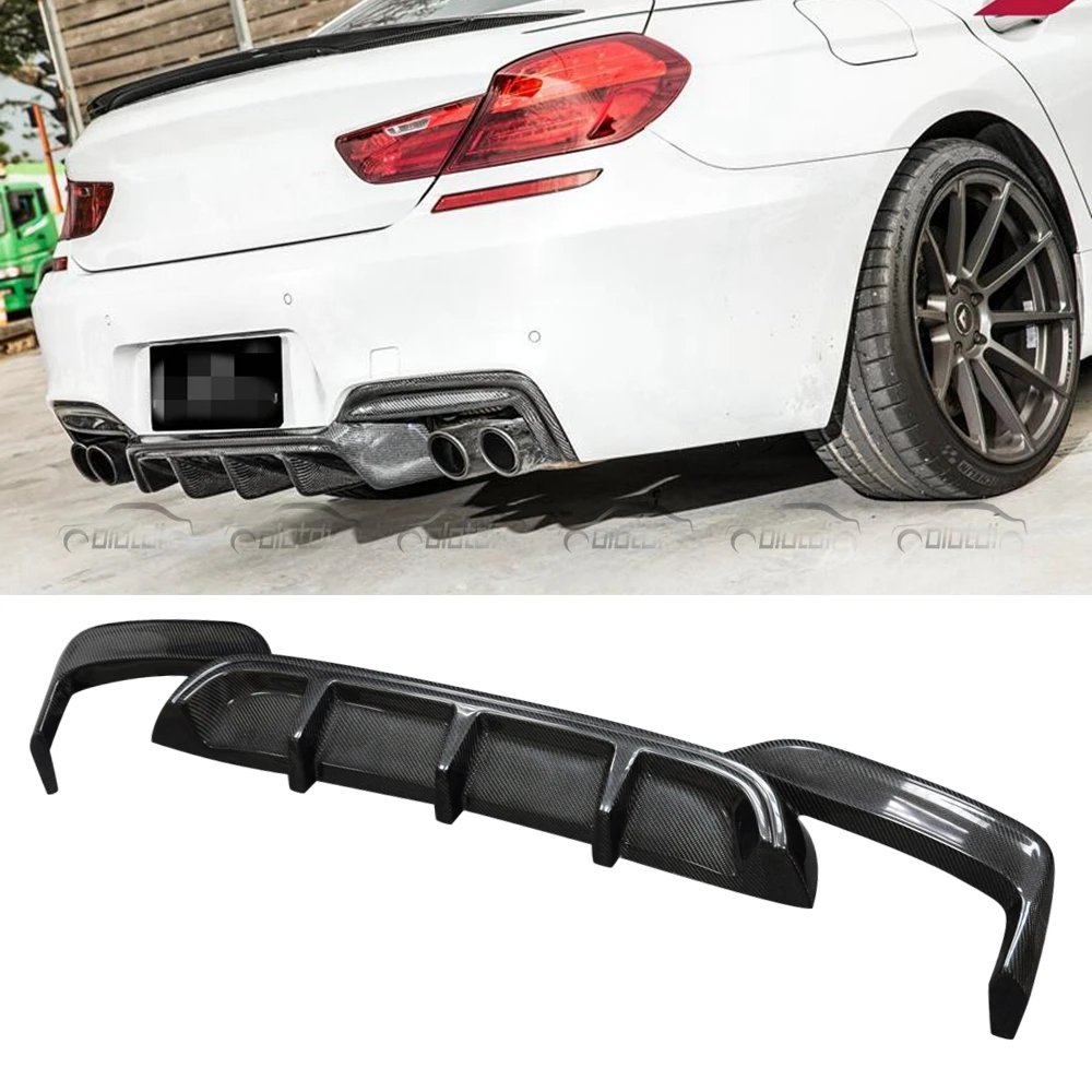 P Style Carbon Fiber Rear Bumper Lip Fin Spoiler Canards Splitter Diffuser for BMW M6 F06 F12 F13 640i 650i